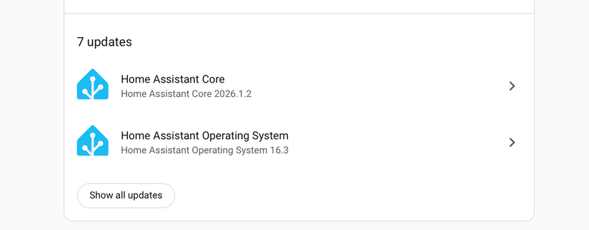 Home Assistant updates notification.