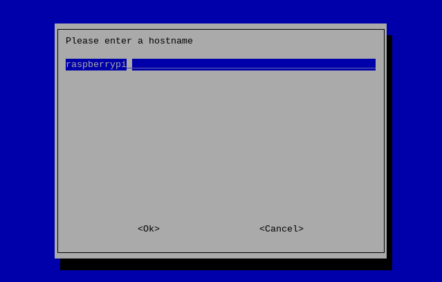 Configuração de nome de host em raspi-config para Raspberry Pi OS.