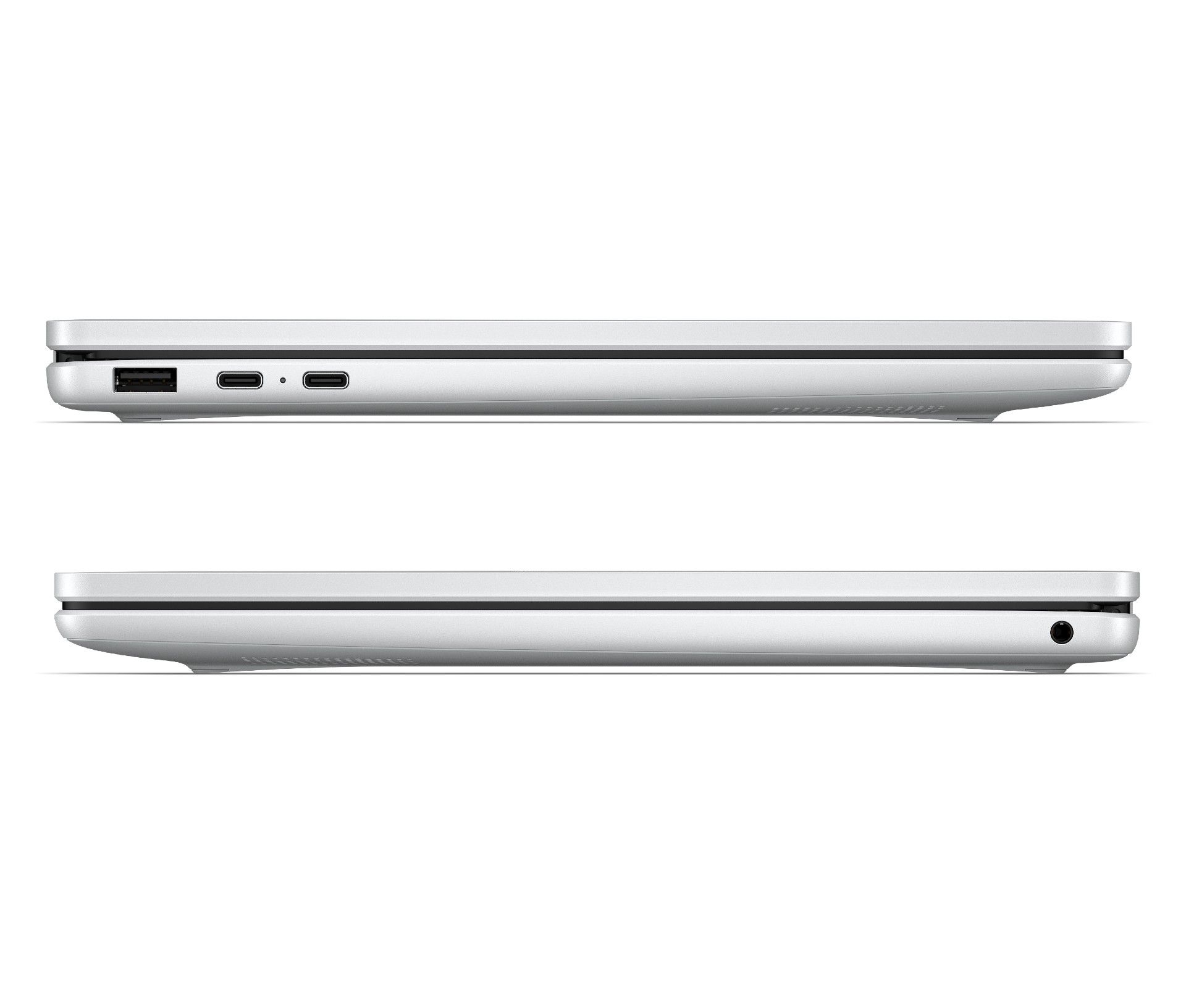 HP Chromebook Plus x360 14 closed and seen from the sides on a white background