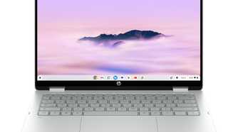 HP Chromebook Plus x360 14 facing the Front on a white background