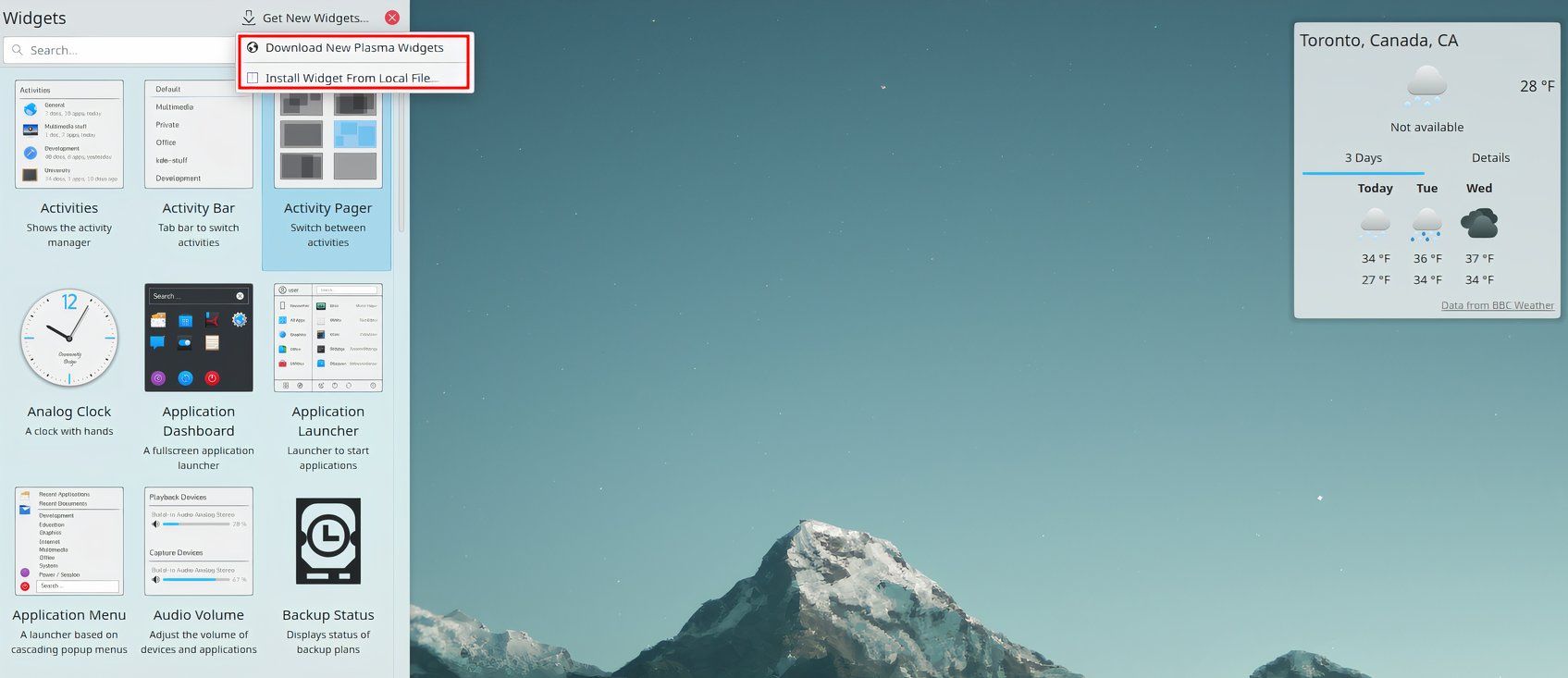 Installing KDE Plasma widget from local file
