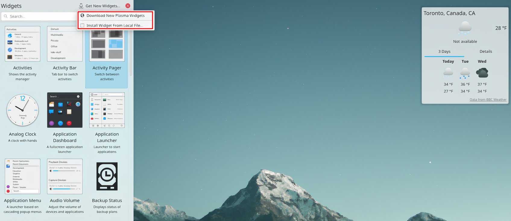 Installing KDE Plasma widget from local file