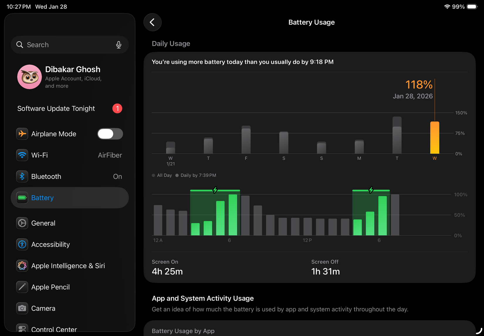 iPad battery overview.