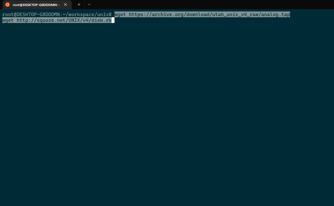 Downloading the Unix V4 disks.