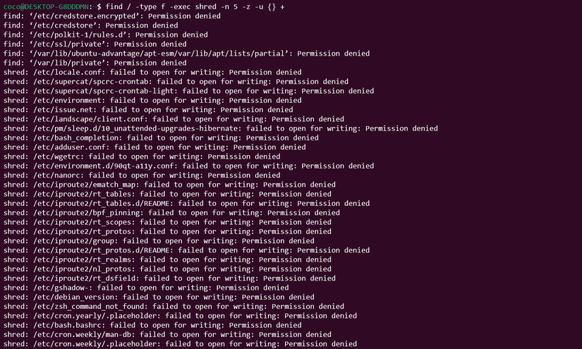 O utilitário Shred destruiu todos os arquivos nesta máquina Linux.