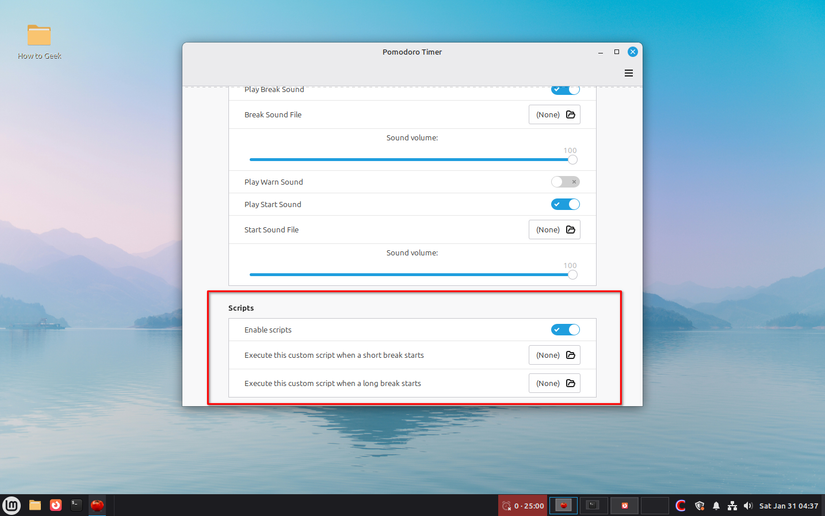 Linux Mint Cinnamon applet Pomodoro Timer executable scripts.