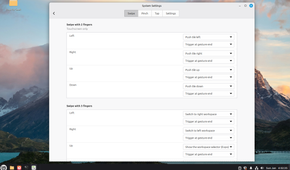 Linux Mint Cinnamon Gesture settings Swipe options.
