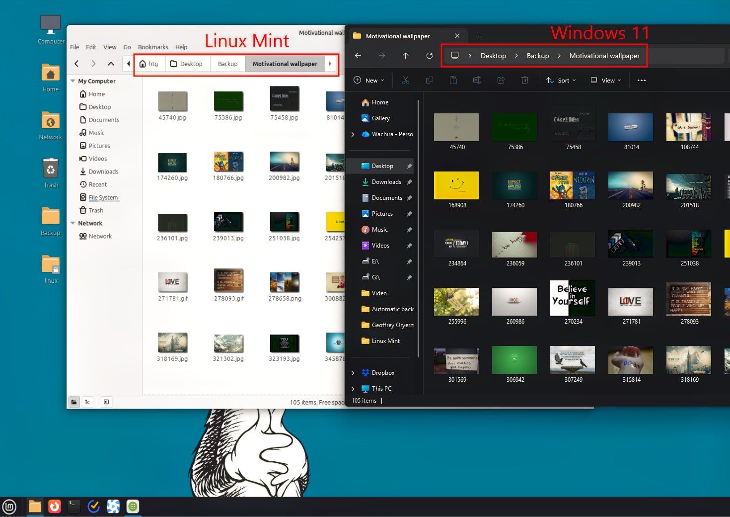 Linux Mint's breadcrumb-style address bar and folder hierachy