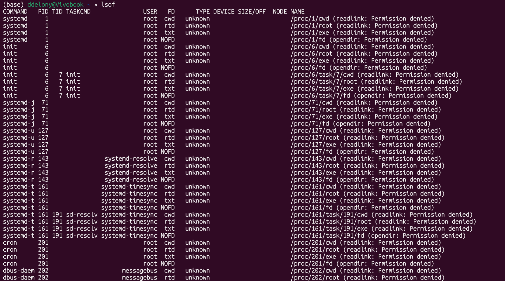 Windows Networking Commands in Linux: Essential Equivalents and WSL Integration 8 lsof outout in the WSL terminal.