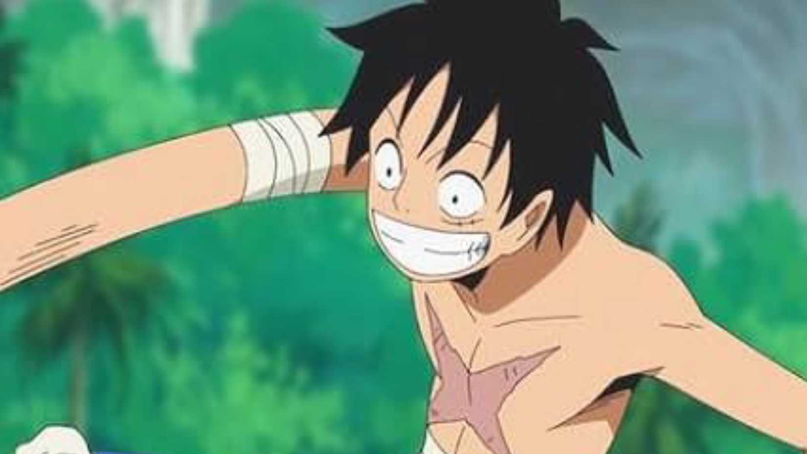 Luffy stretches in One Piece.
