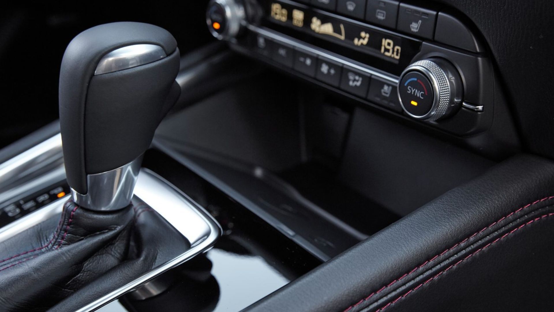 Close-up shot of the gear selector in a 2023 Mazda CX-5.