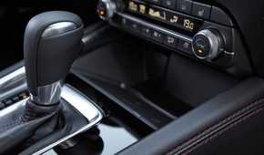 Close-up shot of the gear selector in a 2023 Mazda CX-5.