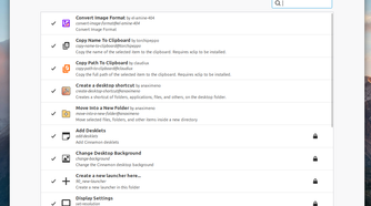 Nemo Actions in Cinnamon Control Center.