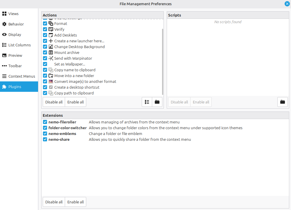 Nemo Actions plugins.