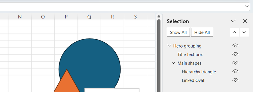 Hình 15: Nhóm lồng nhau trong Bảng Chọn của Microsoft Excel.