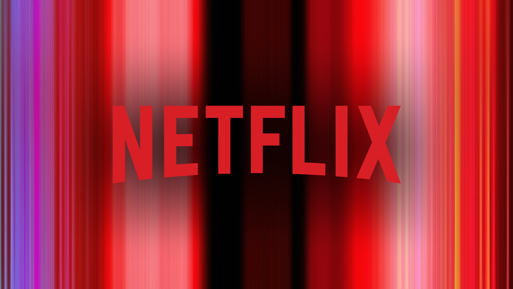 Logotipo da Netflix em um fundo abstrato de listras verticais vermelhas e roxas