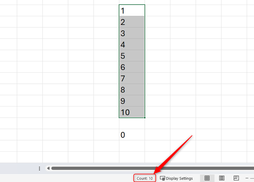 Only the count is showing in the status bar when some cells containing numbers are selected, suggesting they are stored as text.