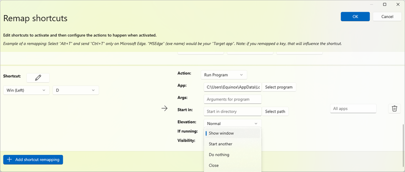 Opening Discord by pressing Windows+D.