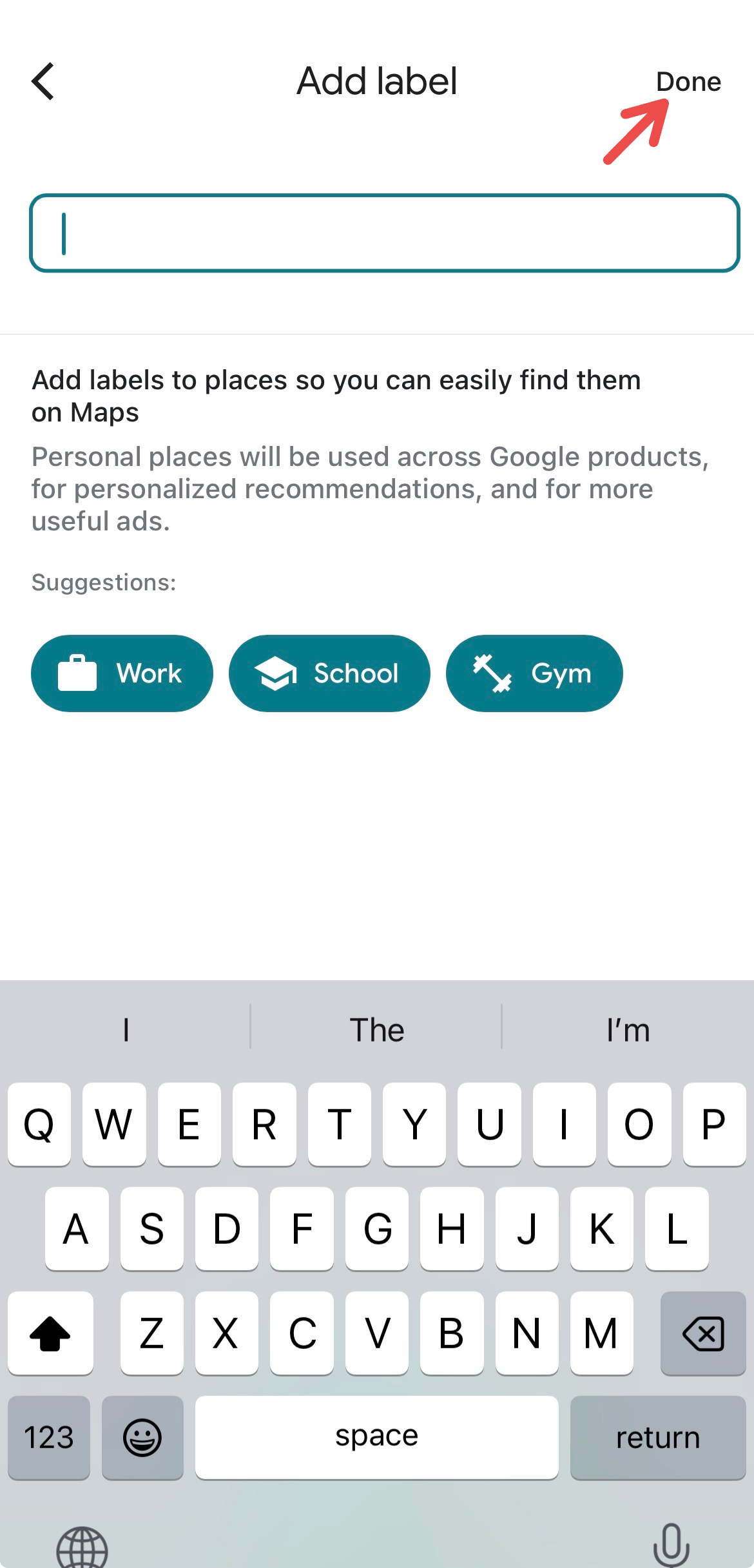 Saving a label for a location on Google Maps.