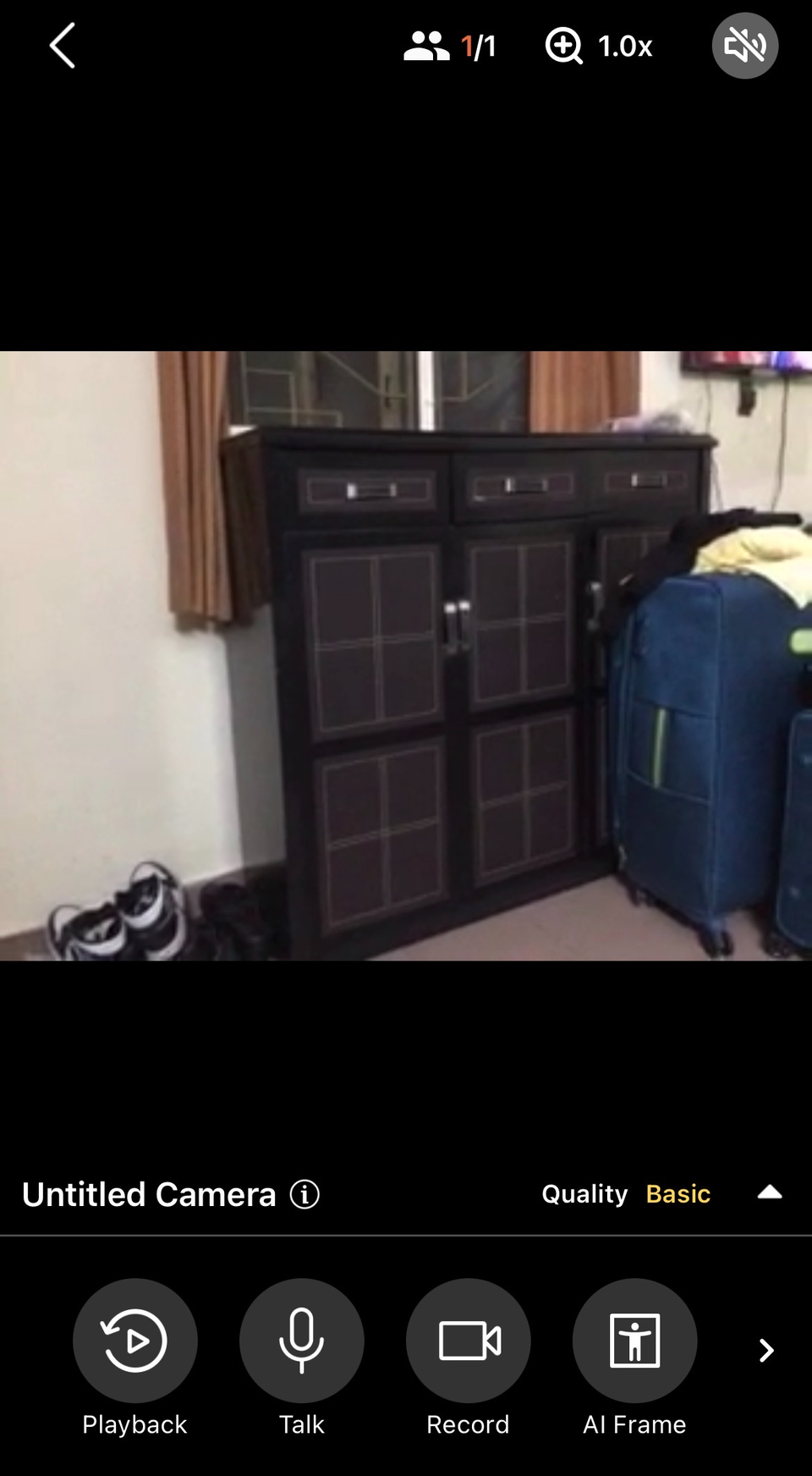 Opções de reprodução e gravação para uma nova câmera no AlfredCamera.