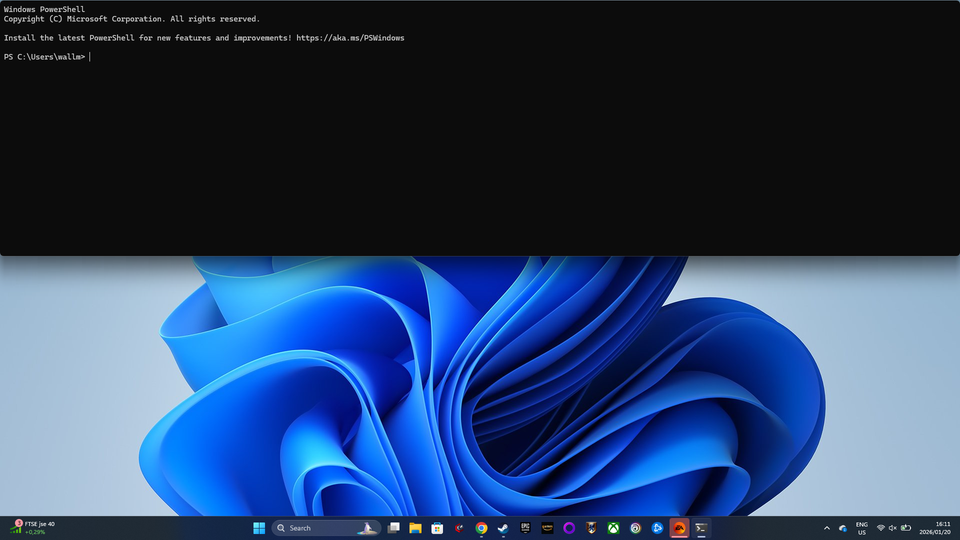 Powershell open using Quake mode in Windows 11.