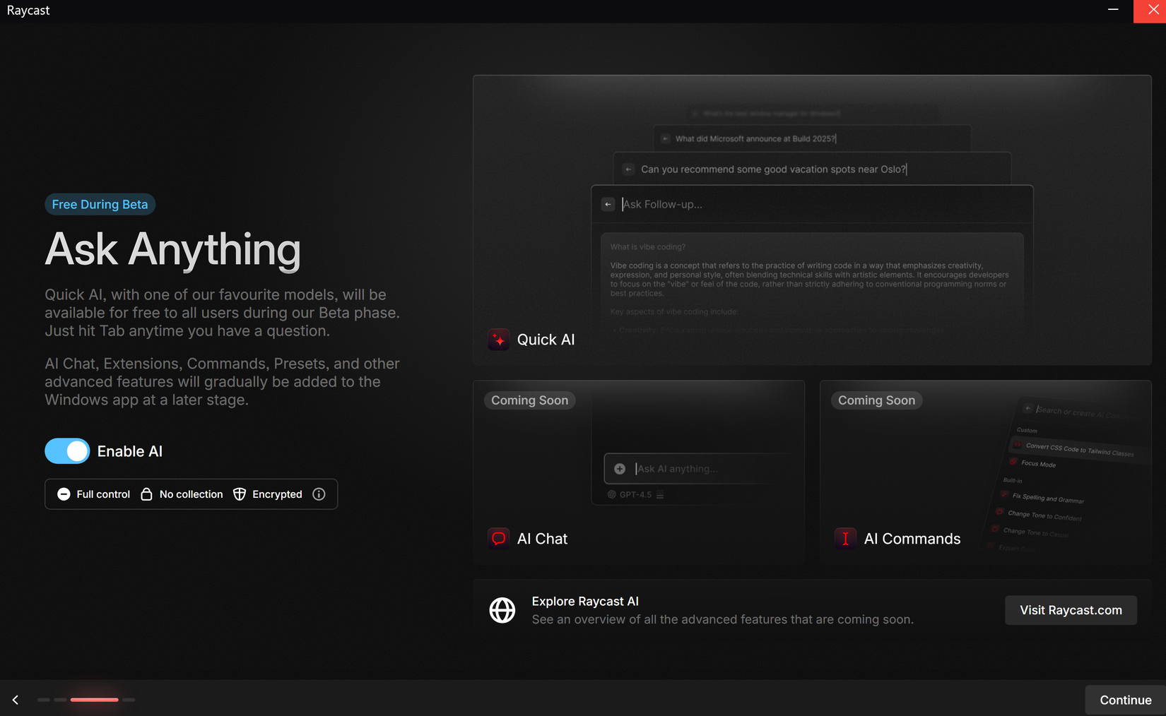 If you hate Windows Search, try Raycast for these 3 reasons 6 A screenshot of the Raycast Windows installer dialog highlighting the AI features.