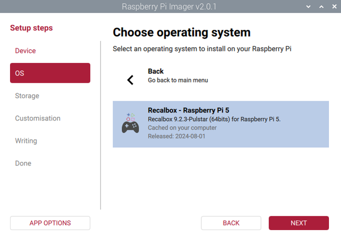 Recalbox in the official Raspberry Pi imager.