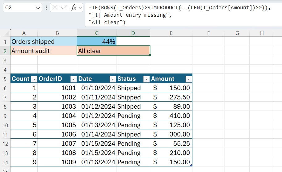 How to use the ROWS function in Microsoft Excel