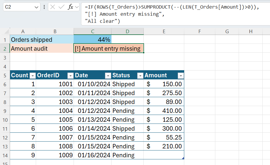 How to use the ROWS function in Microsoft Excel