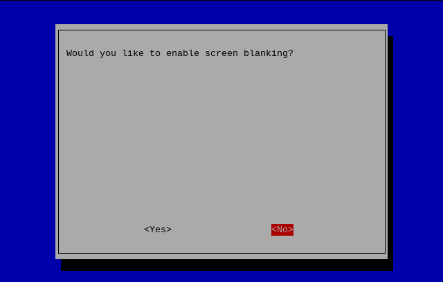 إعداد إيقاف الشاشة في raspi-config لنظام Raspberry Pi OS.
