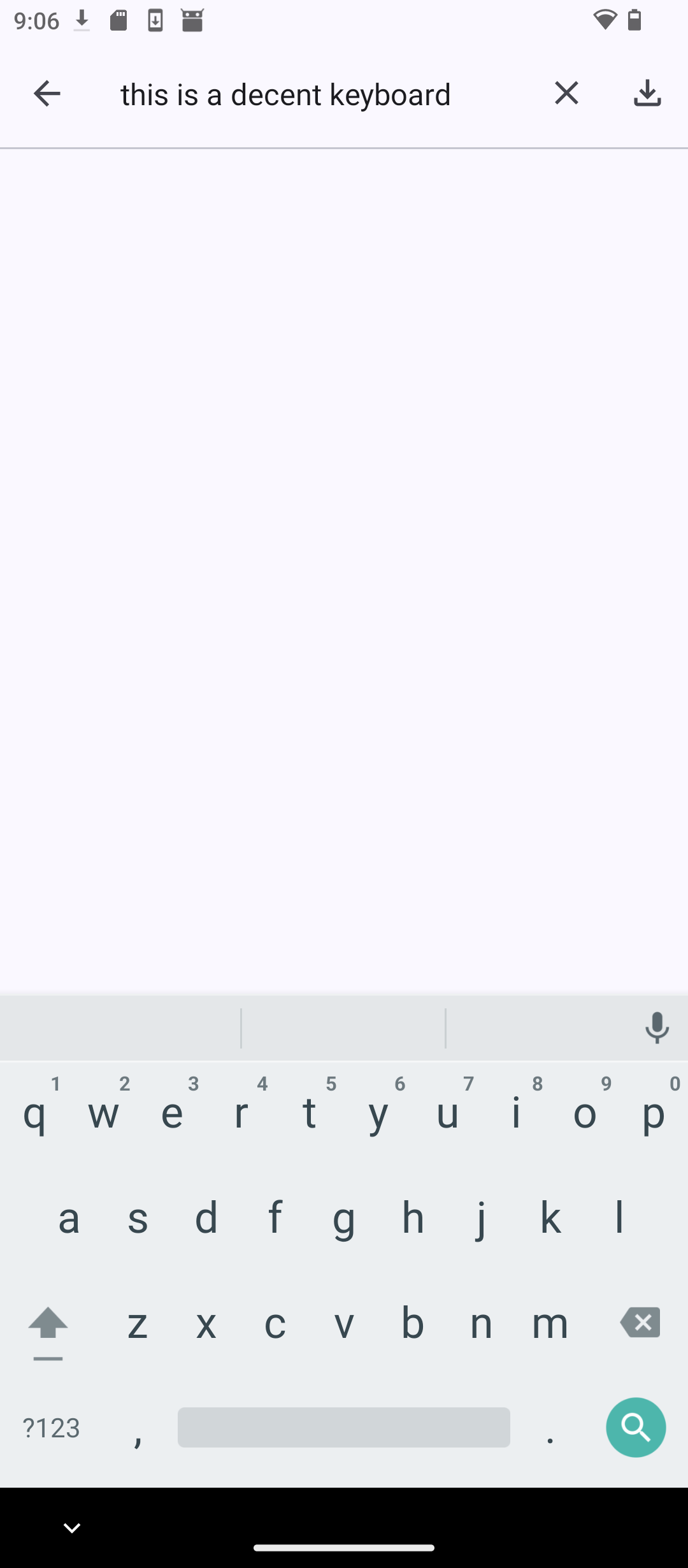 The default keyboard in stock Android.
