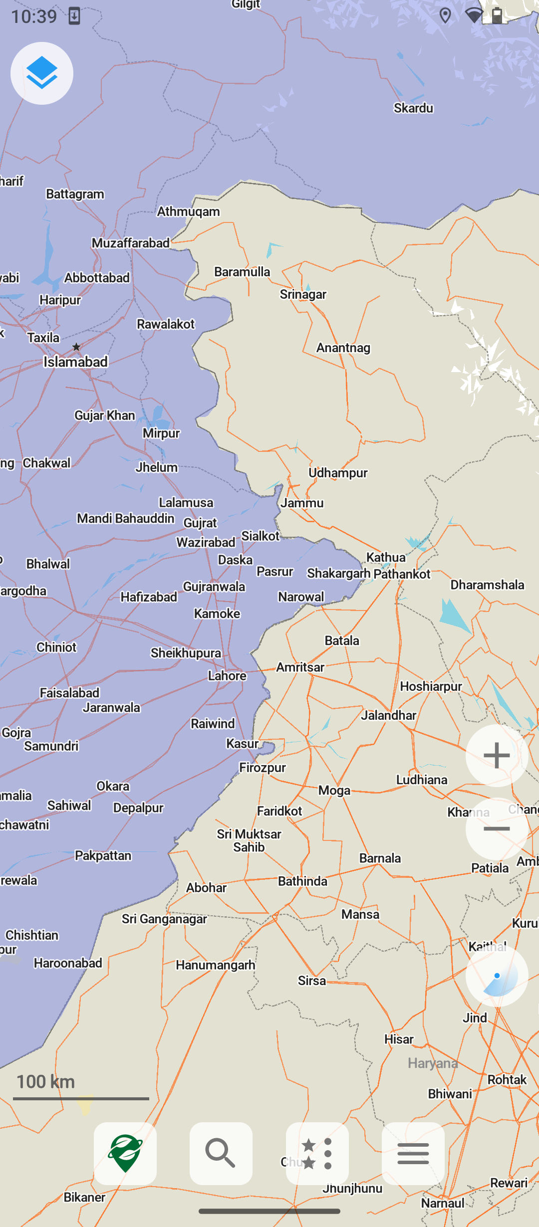 Organic Maps in 'map' view.