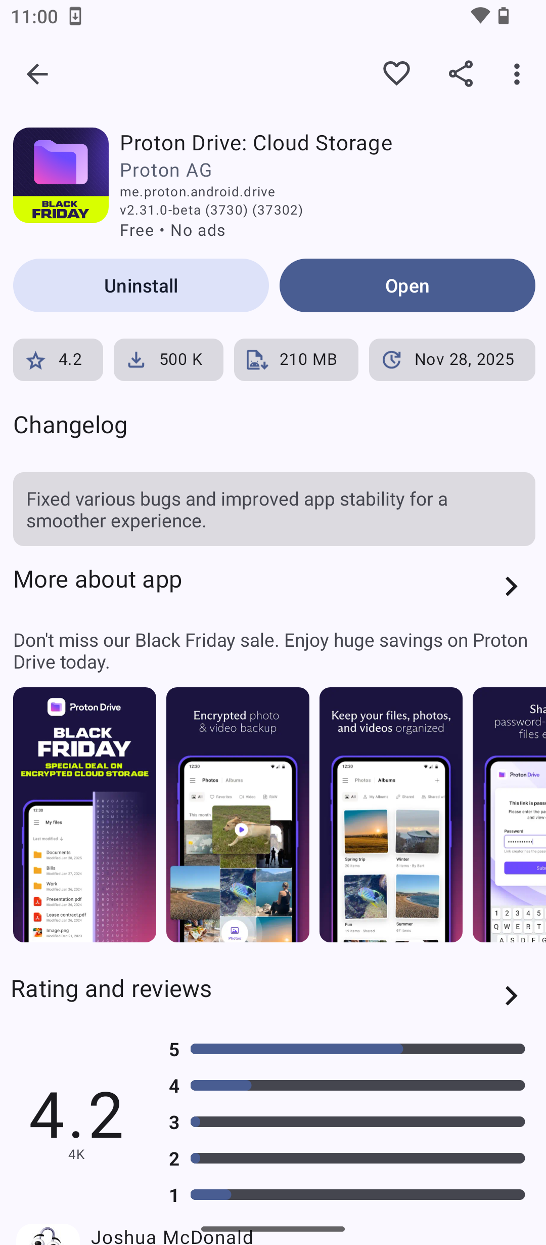 Proton's cloud storage app.