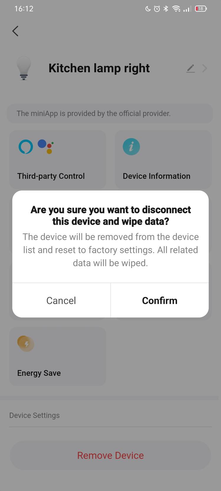 Removing an IoT smart light bulb.