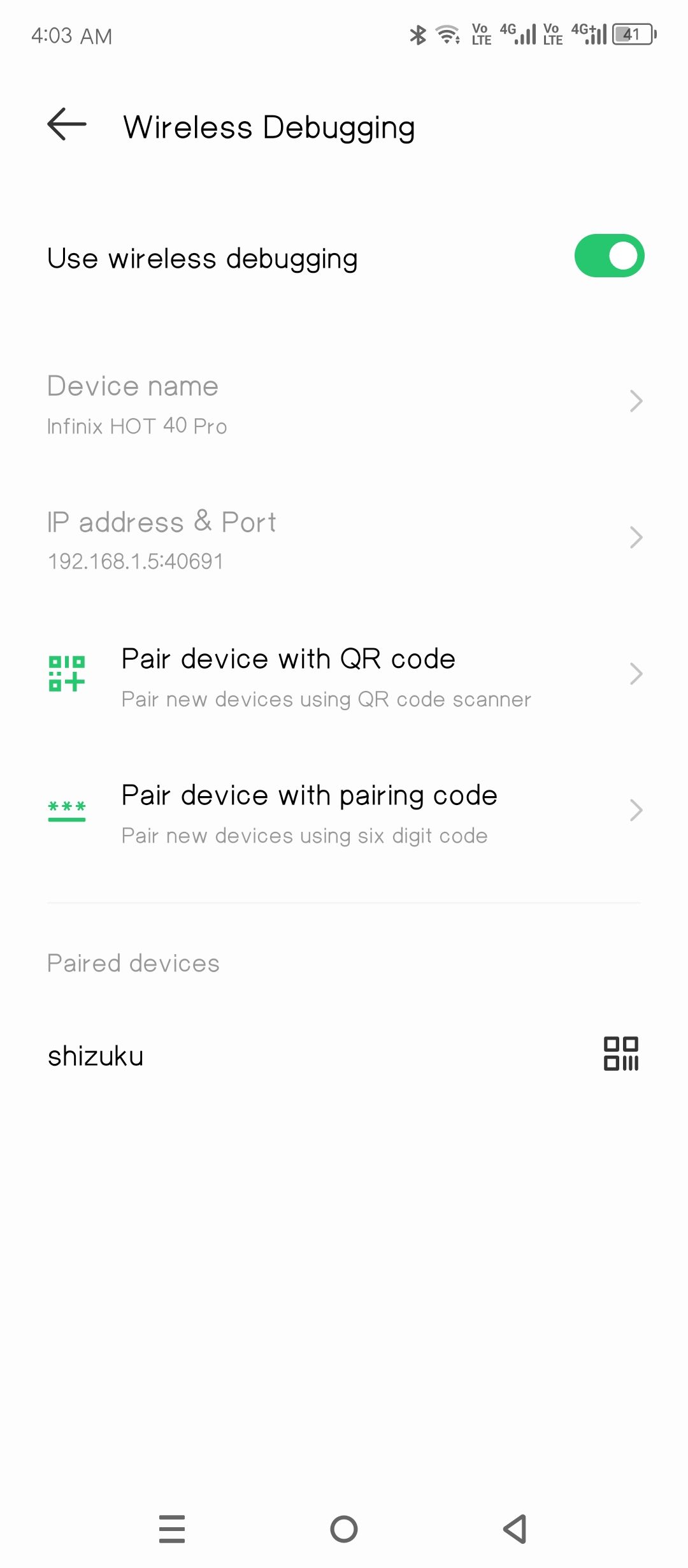 Successfully paired Shizuku.