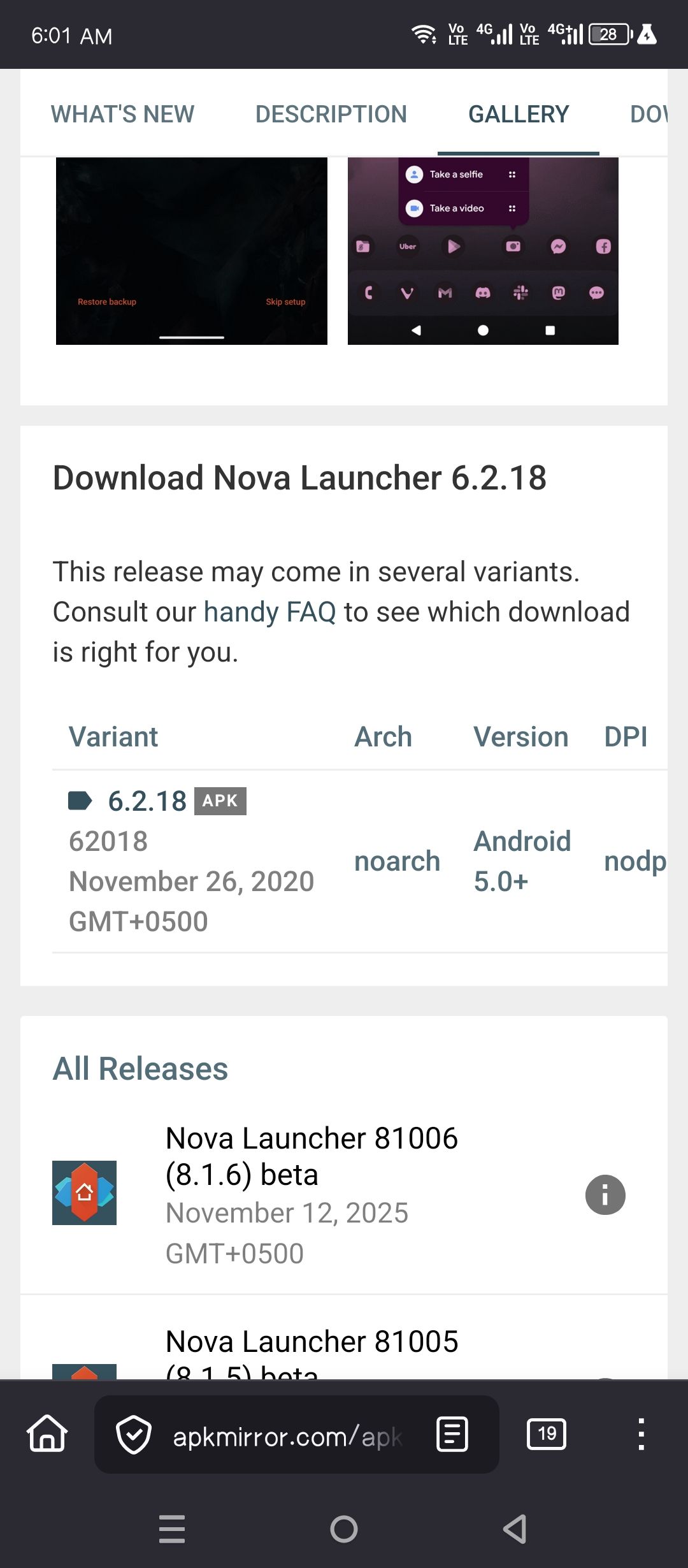Downloading an APK file directly from APKMirror.