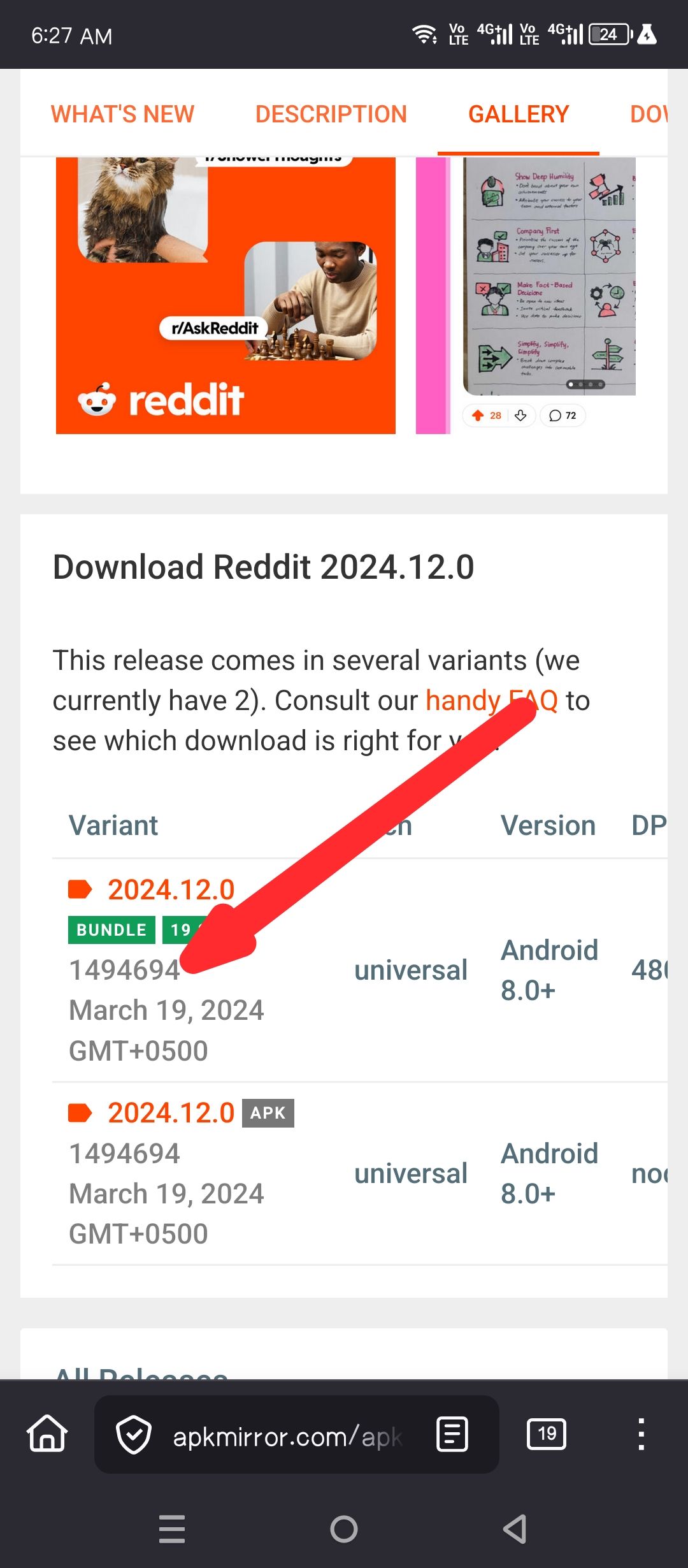 Looking up the version codes on APKMirror.