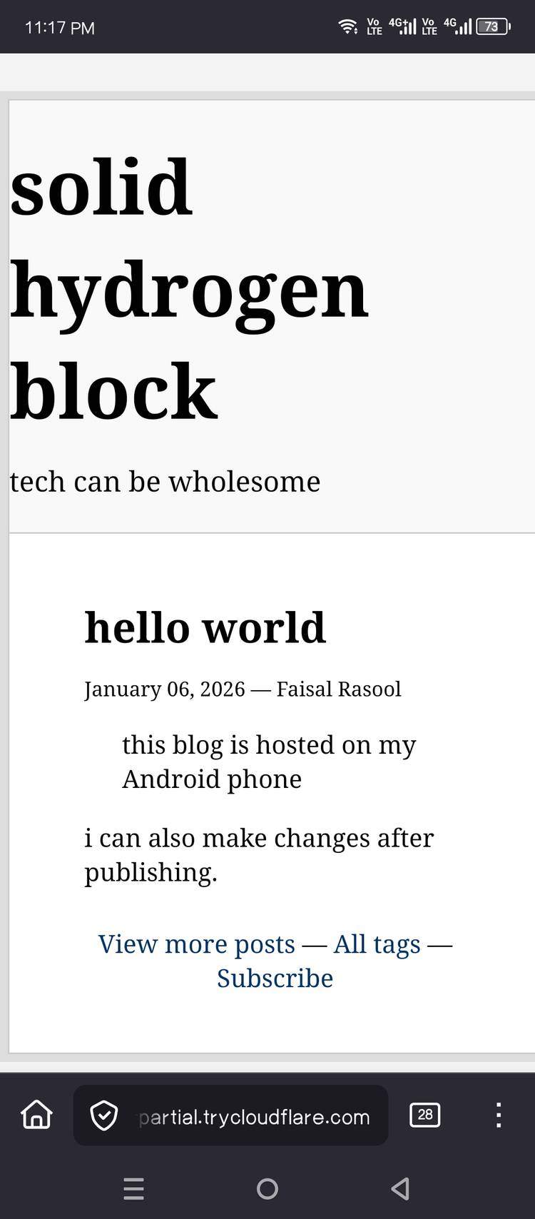 Hospedando um blog no meu telefone.