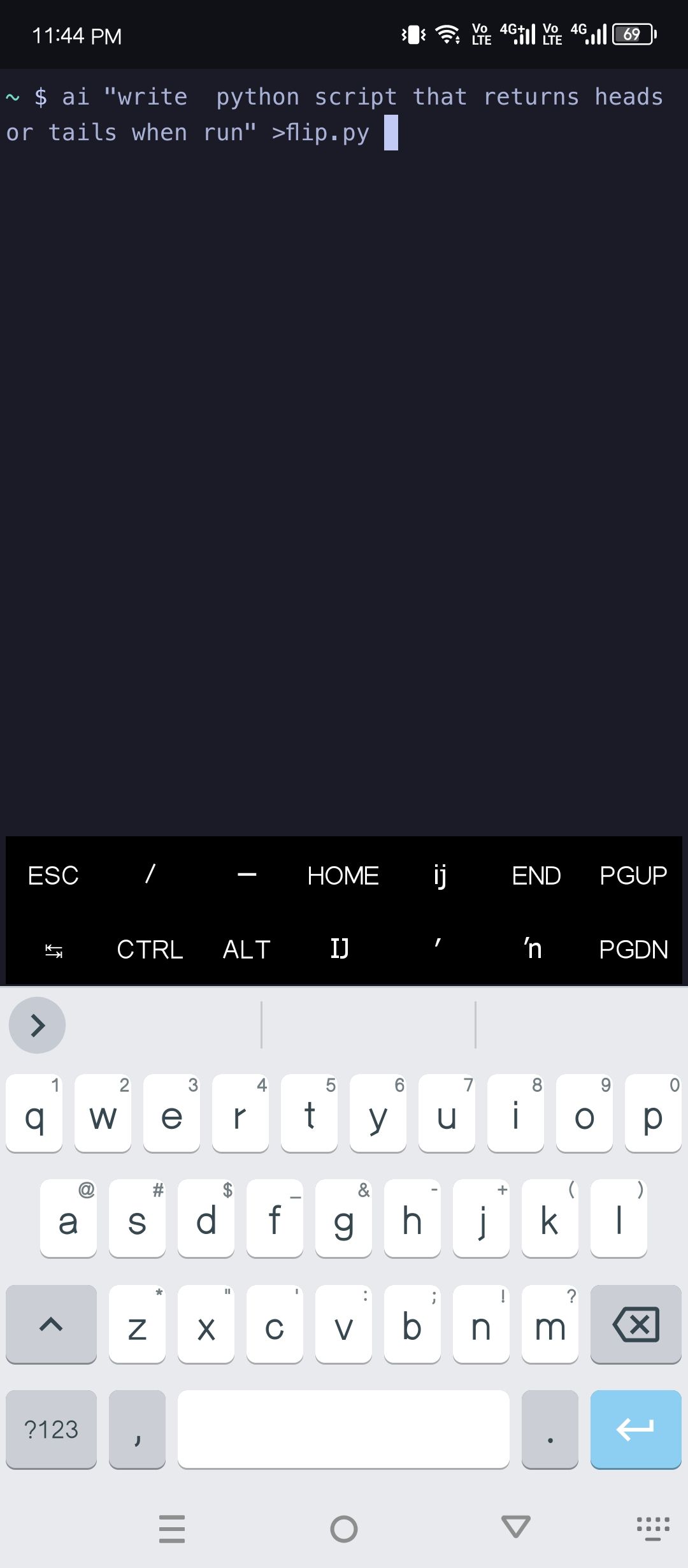 AI in Termux can help with simple scripting.