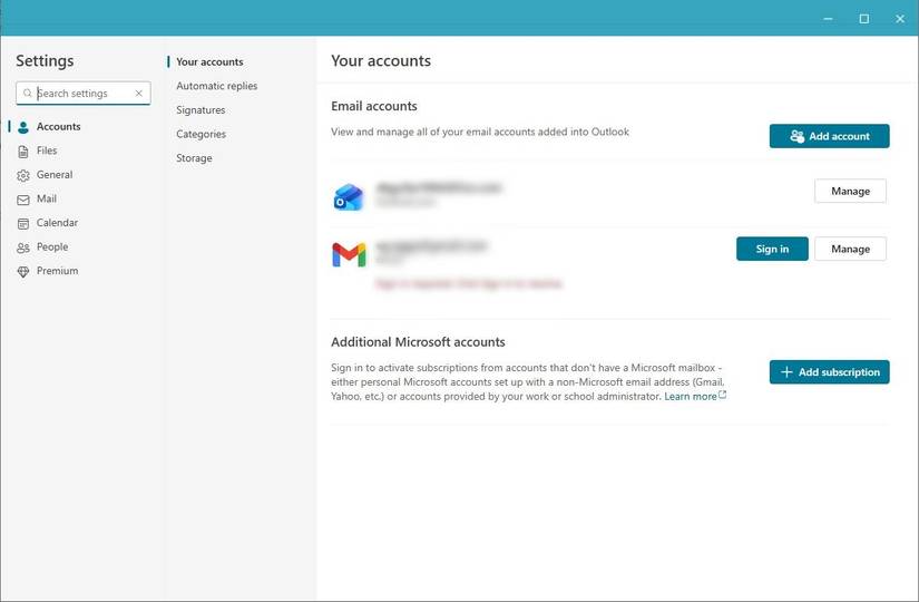 Shared inboxes as account in Outlook