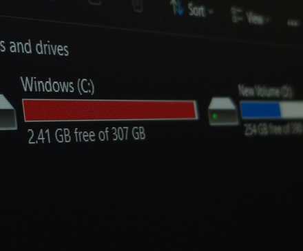 Close up image of a Windows 11 computer or laptop with the