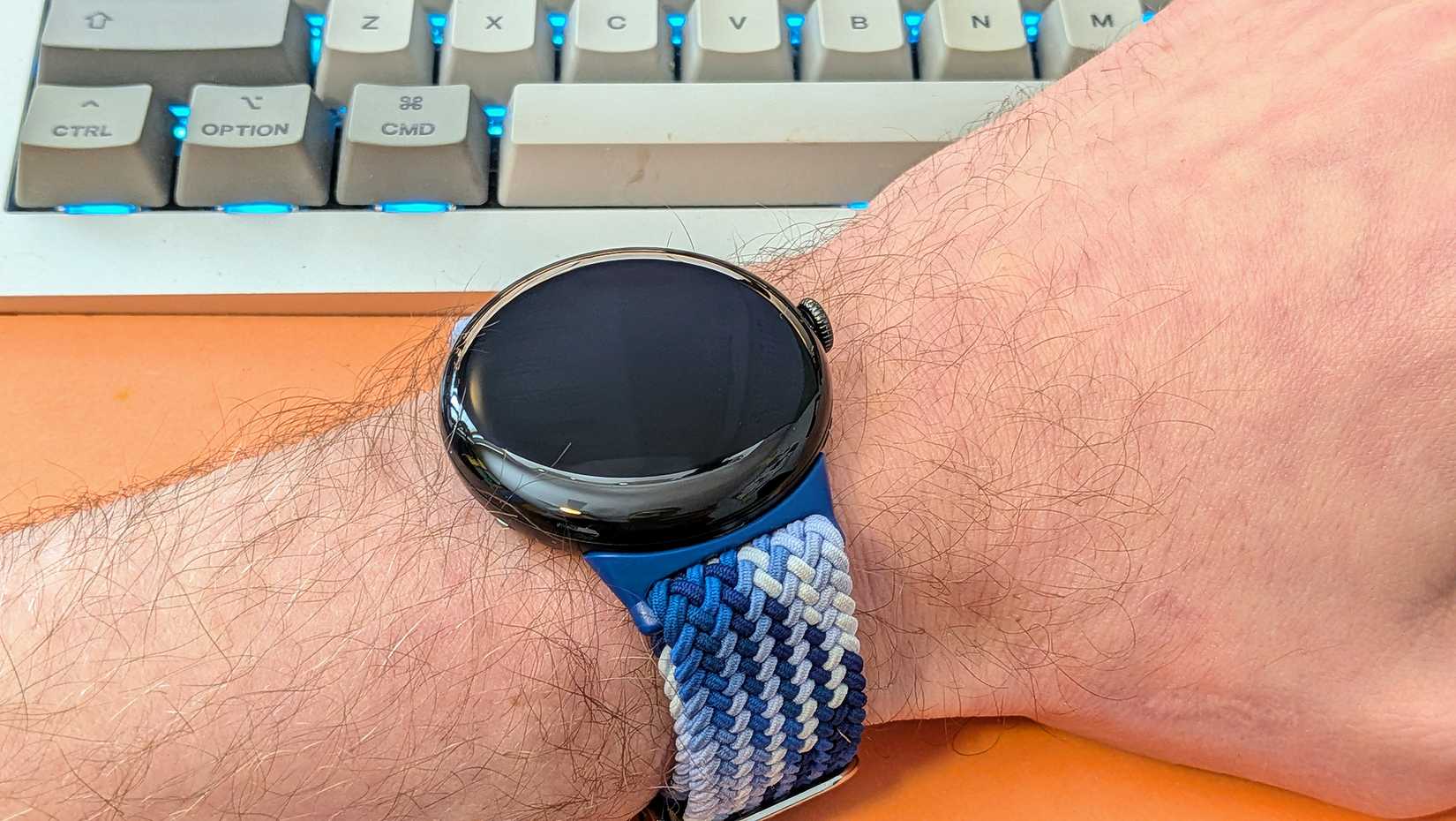 Pixel Watch 4 on a wirst.
