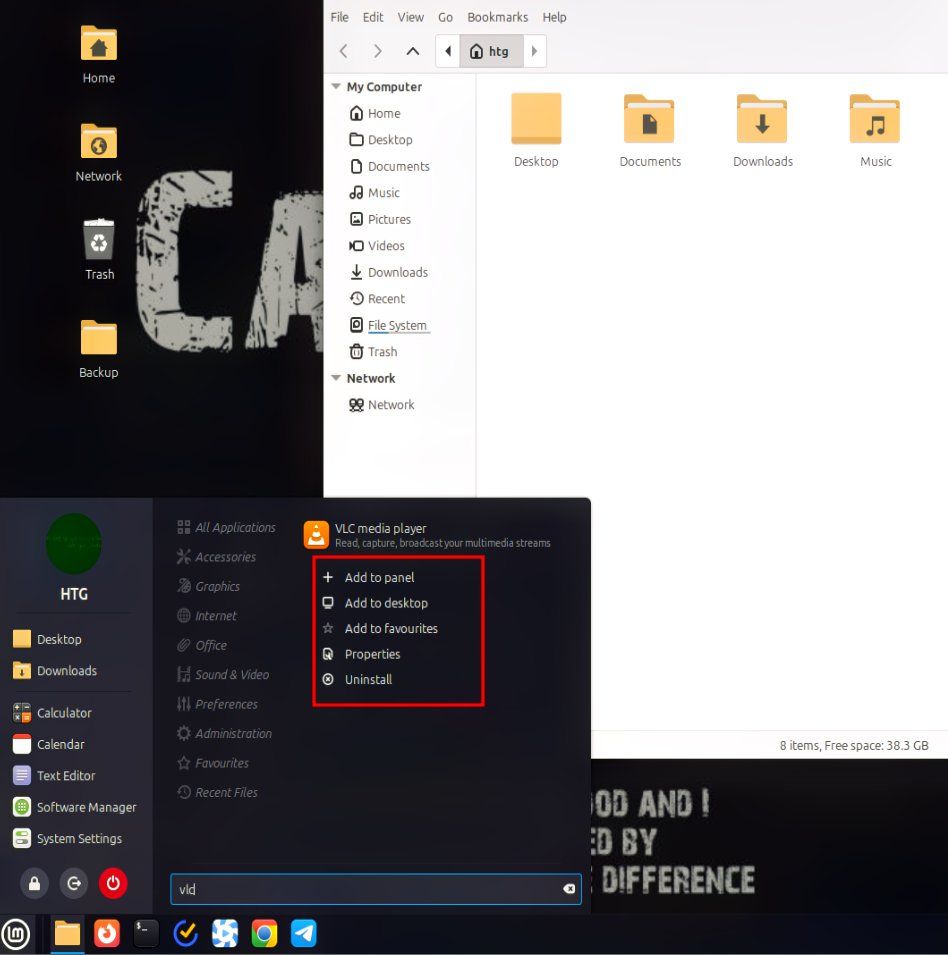 The add to panel feauture available on Linux Mint