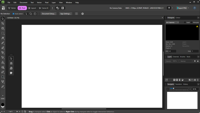 The affinity user interface.
