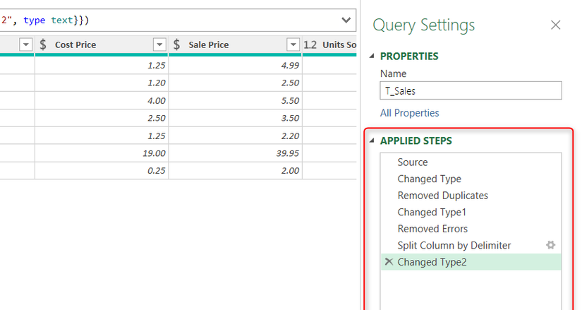 Hình 16: Ngăn Các bước đã áp dụng (Applied Steps) trong Trình chỉnh sửa Power Query của Excel.