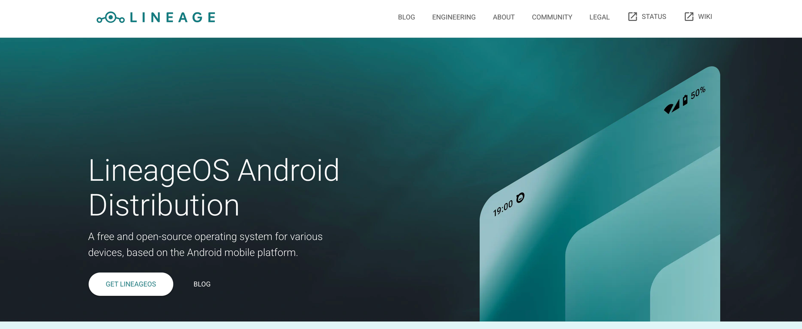 The LineageOS home screen.