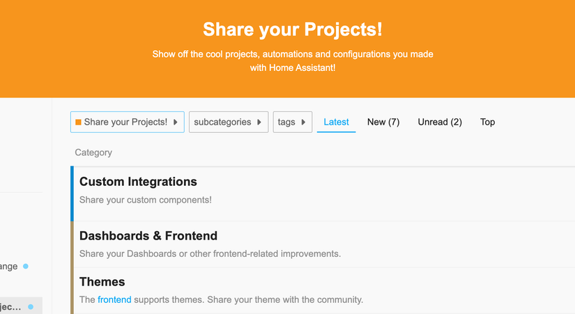 The Share Your Projects section of the Home Assistant community forums.