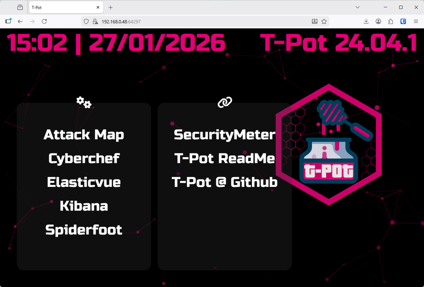 identity theft The T-Pot web interface.