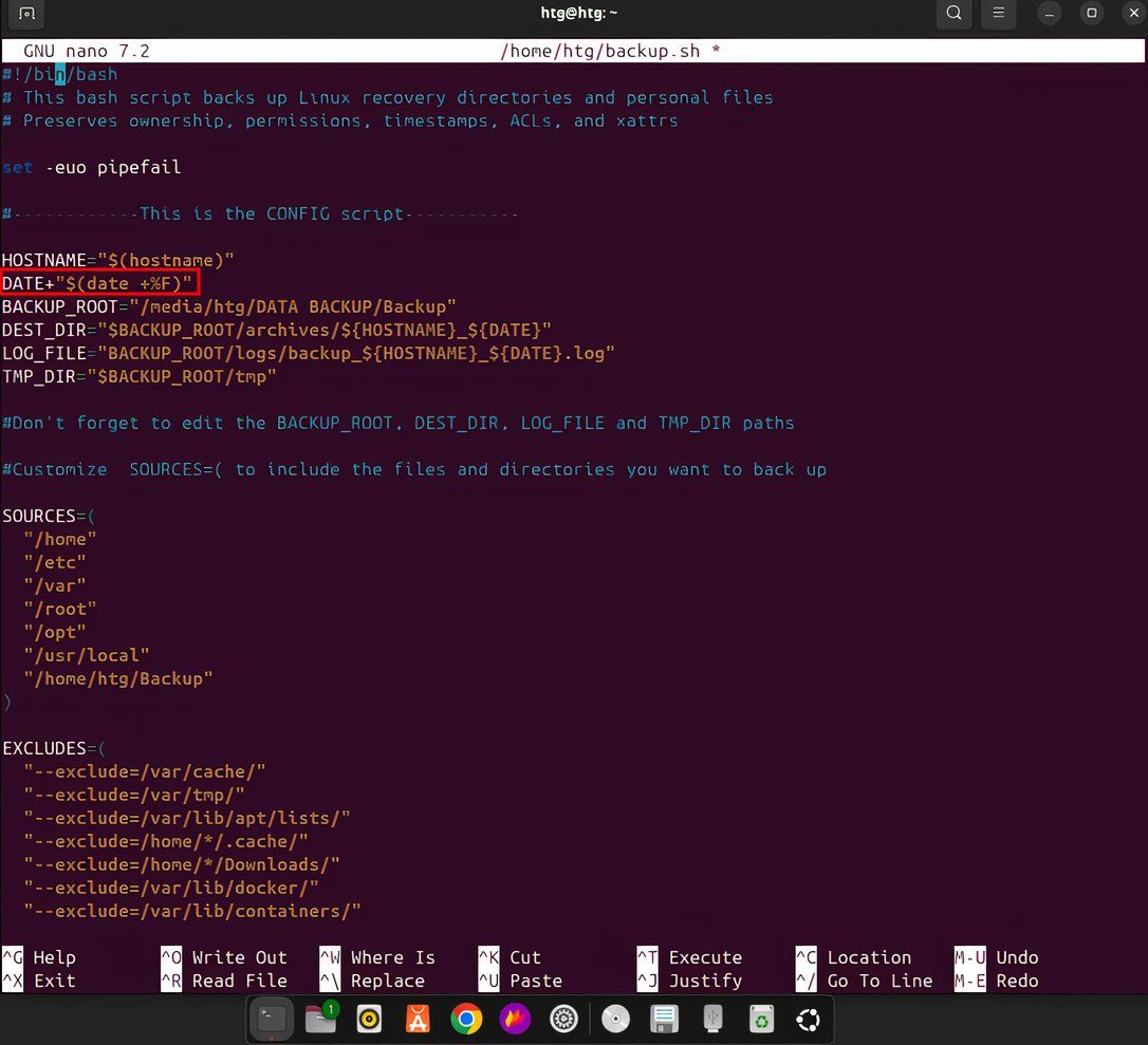 The wrong syntax for the date shell variable