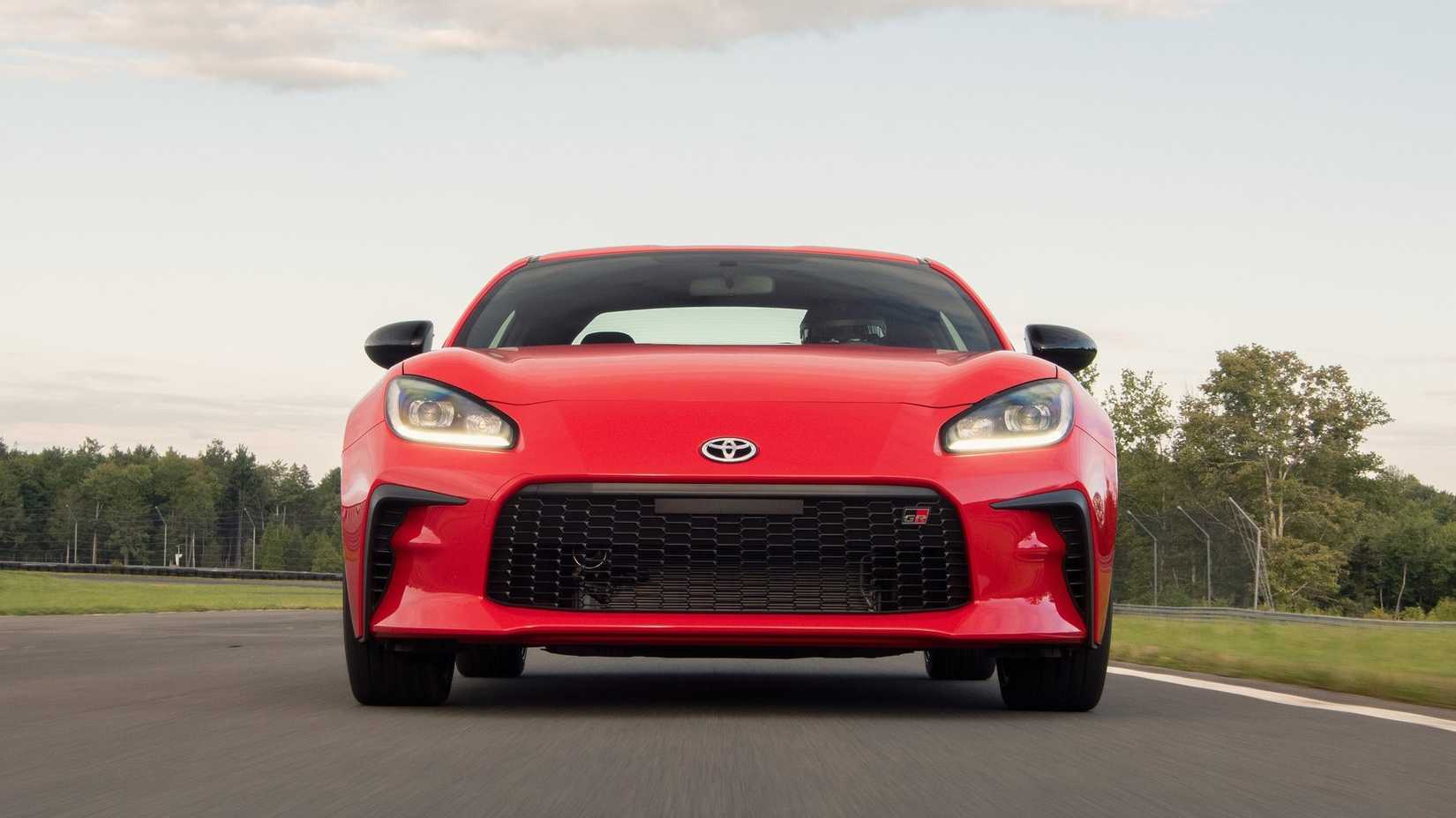 Head-on action shot of a 2022 Toyota GR86